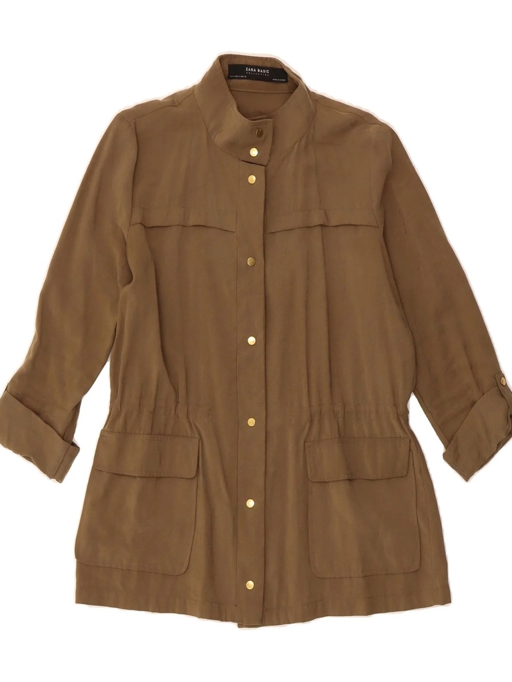Zara Light Tan Utility Jacket with Snap Front
